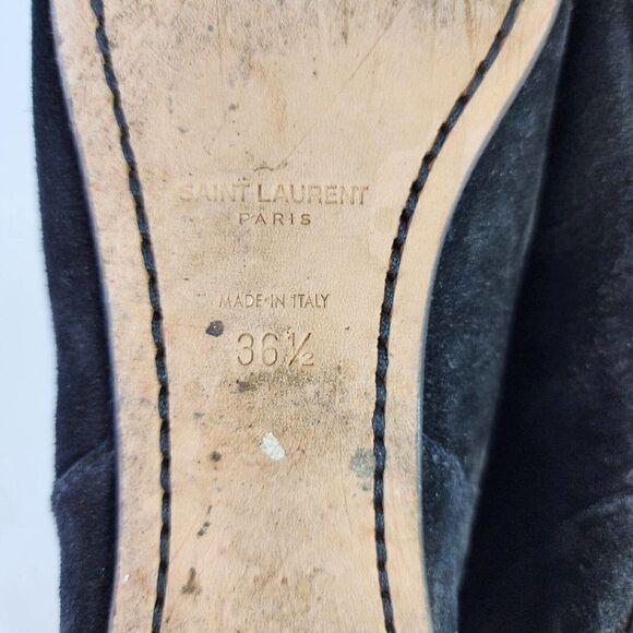 Saint Laurent Women's Nino Suede Fringe Boots US 6 Black Flat Ankle Bootie - Picture 9 of 11